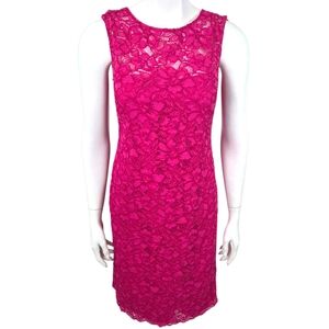 Calvin Klein Lace Sheath Dress Career Womens 8 Fuschia Pink Cocktail Party
